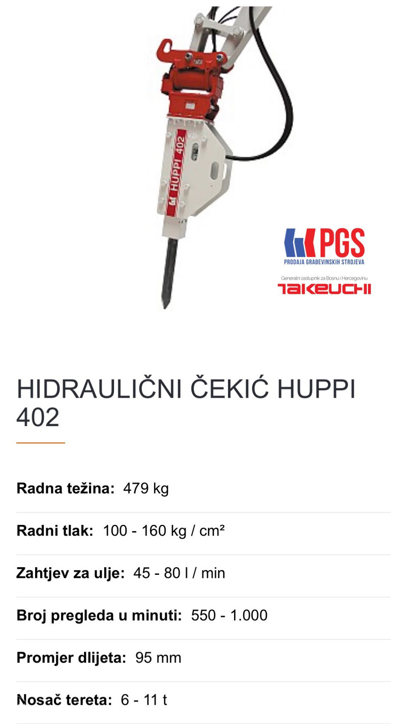 Hidrulični Čekić Bager Huppi Japan PGS
Mini Bager