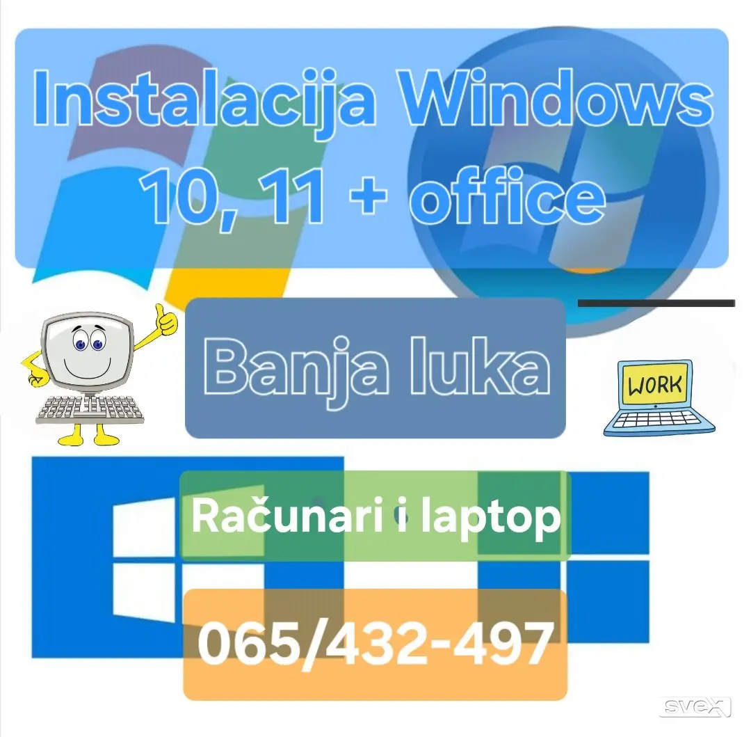 Instalacija Windows 10, 11 i Office  (aktiviran)- Banja Luka