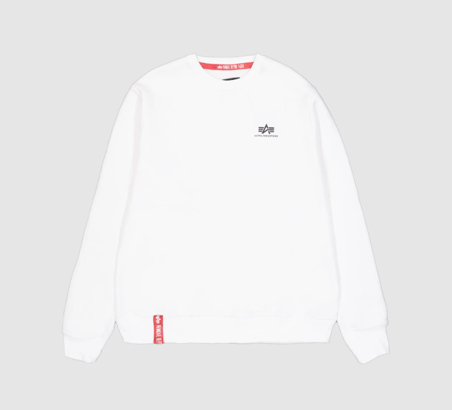 Sweater, ALPHA Basic Small Logo - white