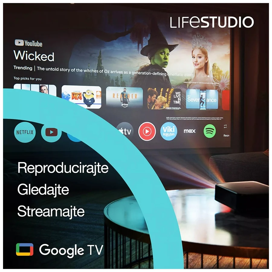 Projektor Epson Lifestudio Pop EF-61W. 3LCD.Laser Full HD. Android TV. 700 lumena, Sound by Bose, Google TV, prijenosni,