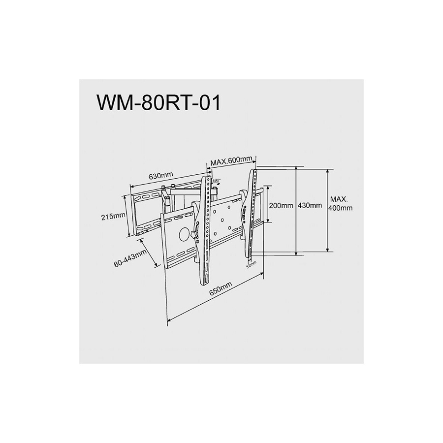 Zidni nosač GEMBIRD WM-80RT-01 nagib & rotacija, mogućnost montaže u ugao zida 32" - 80"