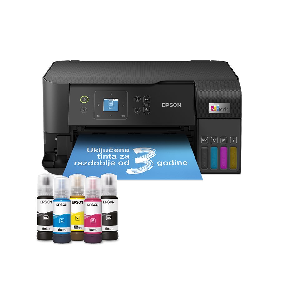 Printer EPSON EcoTank L3560 print/scan/copy/fax Rez.4.800 x 1.200 dpi. 33str/min Monokrom.20str/min Colour. ADF.Duplex.U