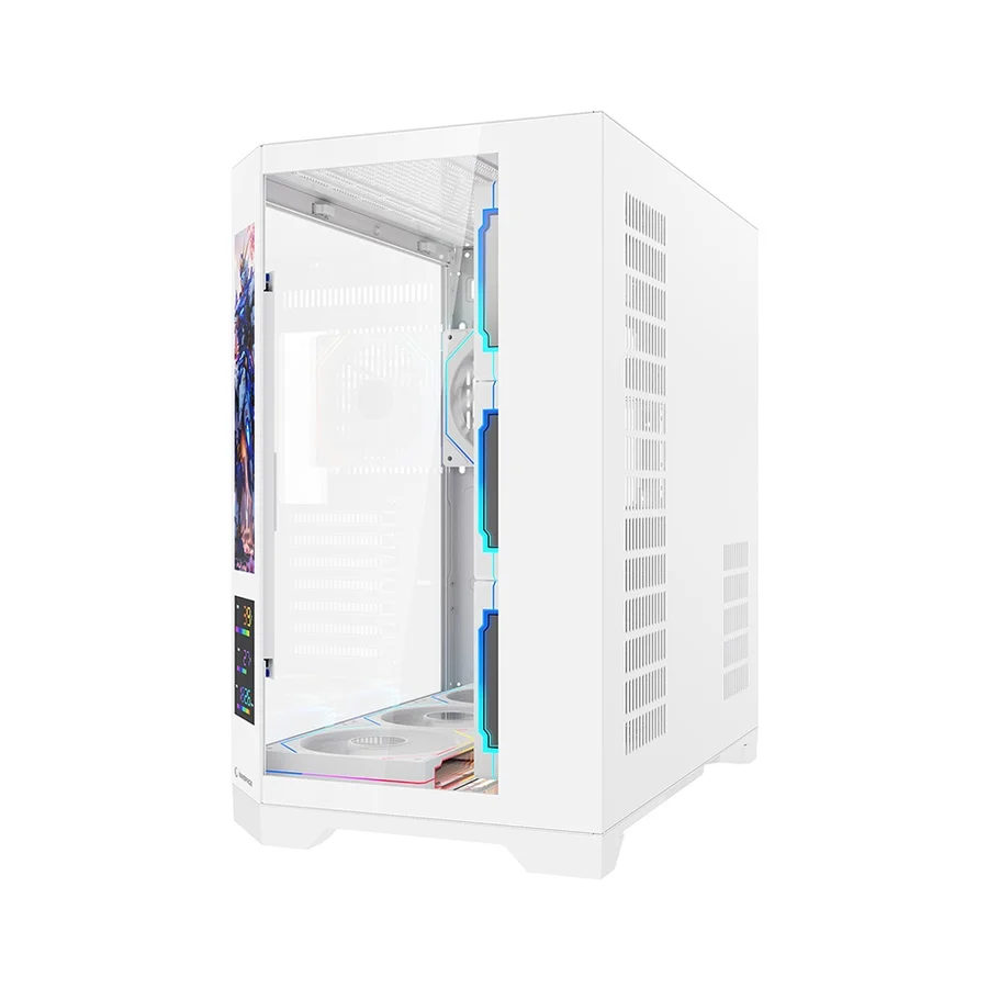 Kućište gaming RAMPAGE NOVA V2 9.16′ LCD Display Hub Controller White 7x12cm ARGB Pwm Fan, 43467