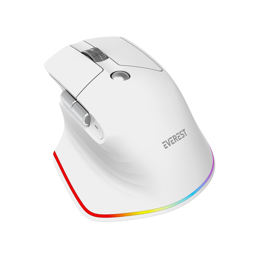 Miš Everest SMW- 178 Handy 2in1 Bluetooth 2,4GHz White Rechargeable 4000 DPI Horizontal/Vertical Wheel Ergonomic RGB Mou