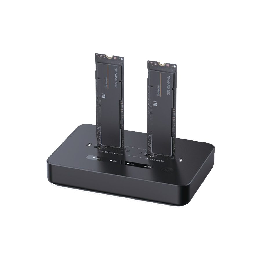 Postolje za dva M.2 SATA & NVME SSD drive docking station, black GEMBIRD, Type-C, DD2-U3M2