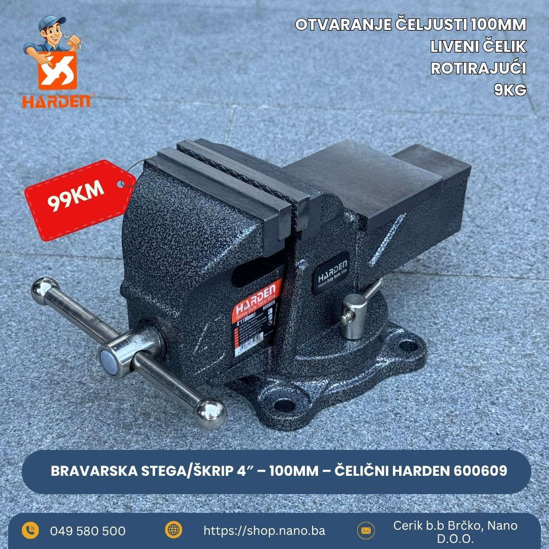 Bravarska stega/škrip 4" 100mm čelični HARDEN 600609