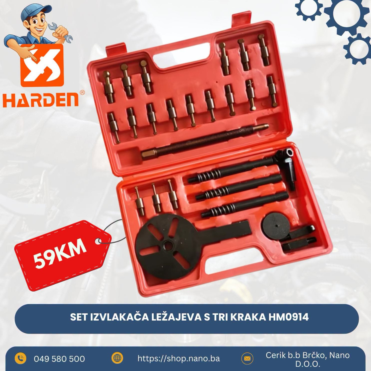 Set izvlakača ležajeva s tri kraka HM0914