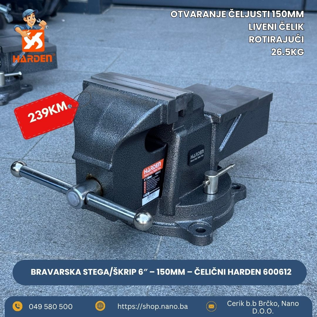 Bravarska stega/škrip 6" 150mm čelični HARDEN 600612