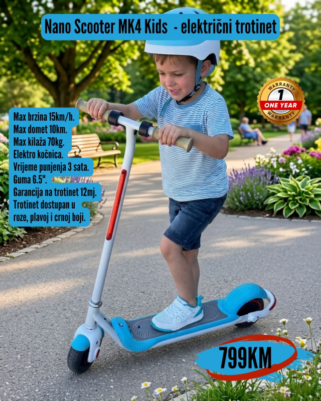 Električni trotinet NANO MK4 - KIDS Plavi AKCIJA