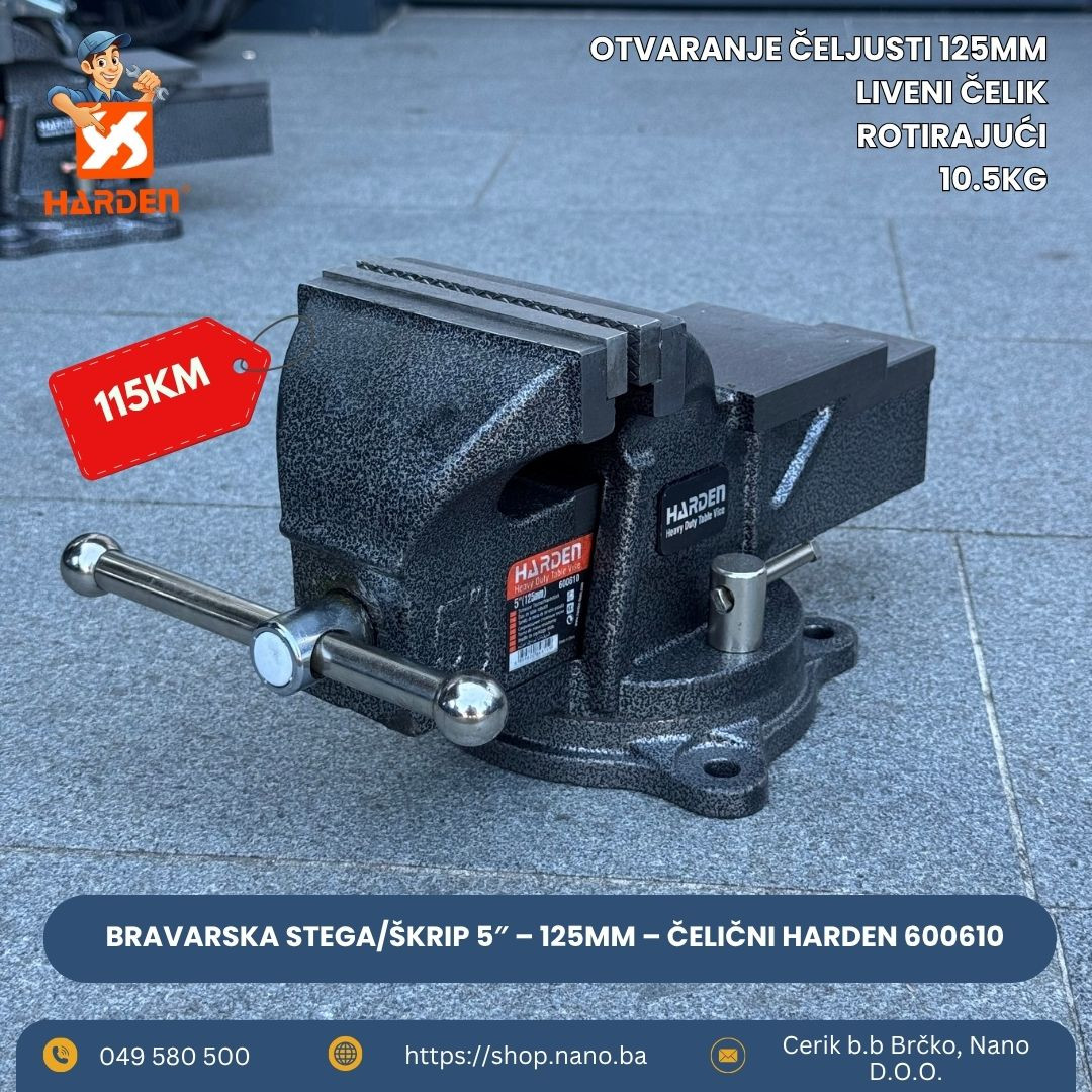 Bravarska stega/škrip 5" 125mm čelični HARDEN 600610