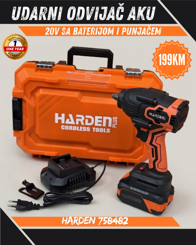 Aku Udarni Odvijač HARDEN sa baterijom i punjačem 758482