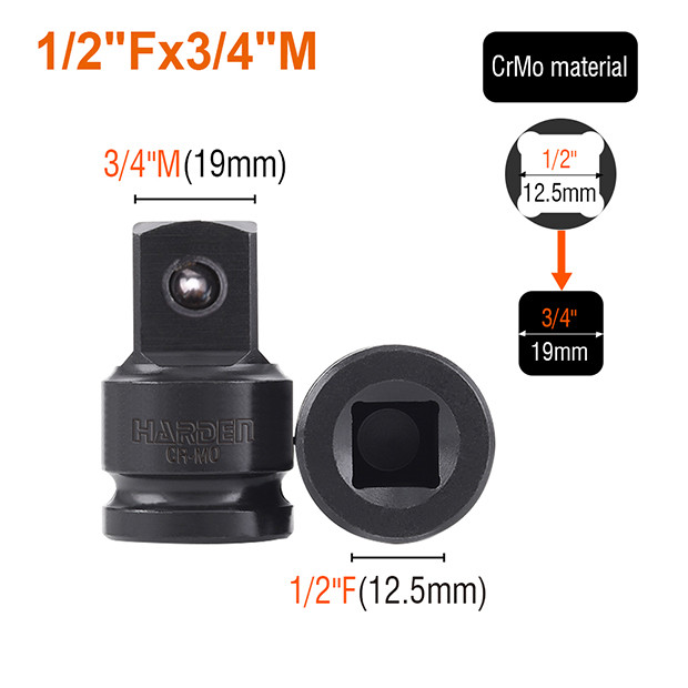 Osmodijelni set kovanih redukcija za gedore 1/2" HARDEN