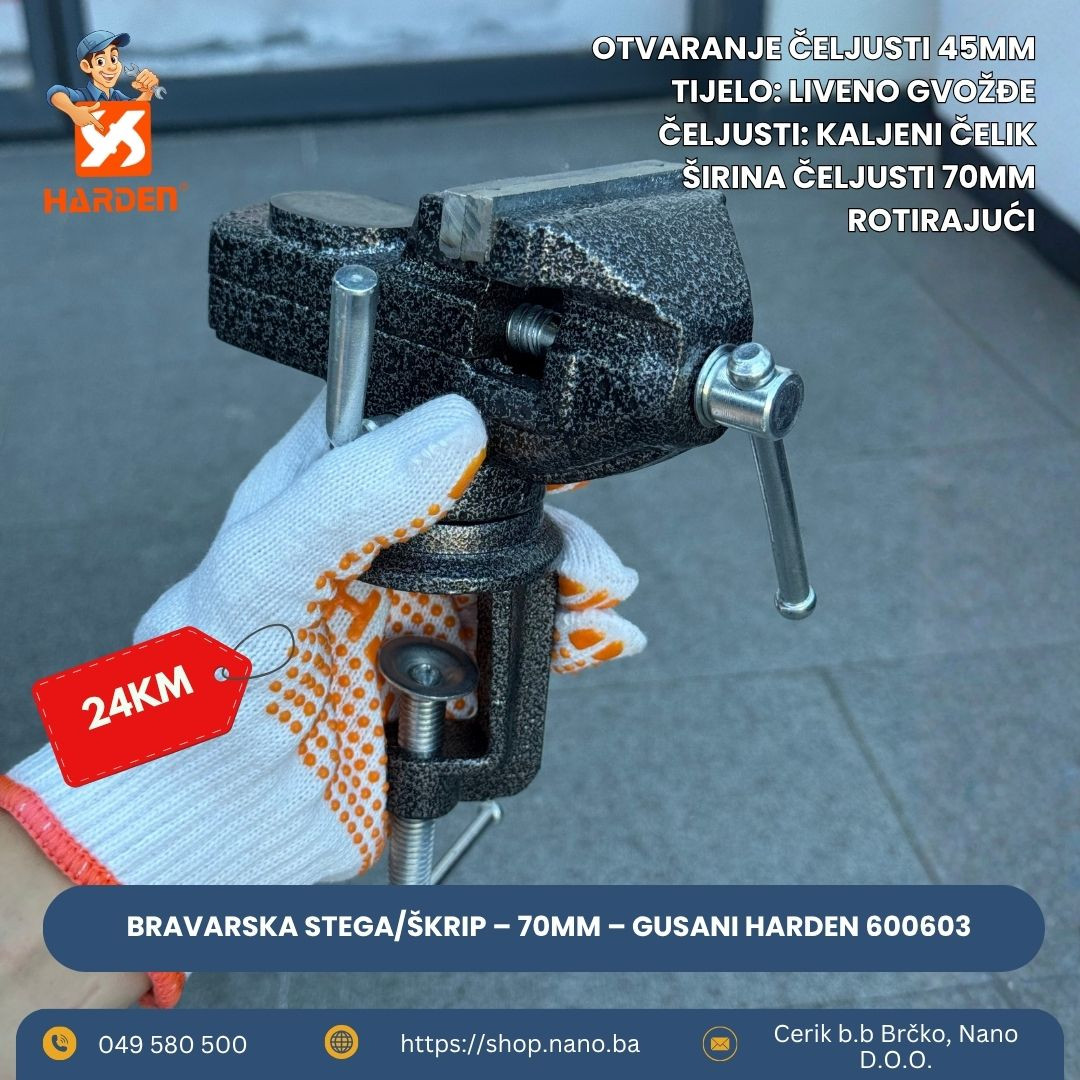 Bravarska stega/škrip 70mm gusani HARDEN 600603