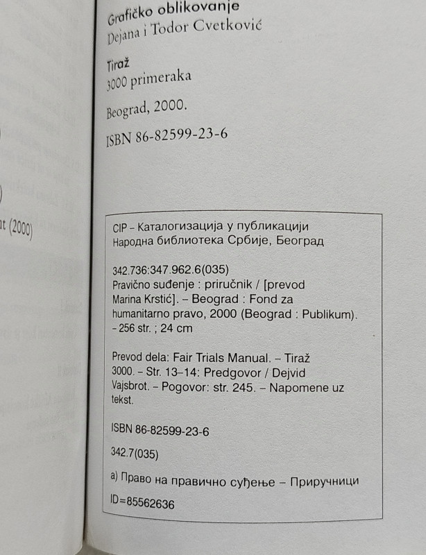 Pravično suđenje Priručnik Fond za humanitarno pravo