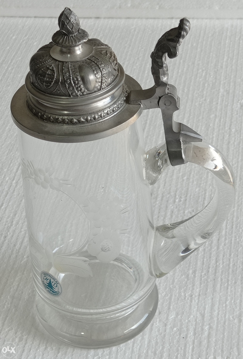 KRISTALNA KRIGLA staklo vintage ručni rad pivo šolja
