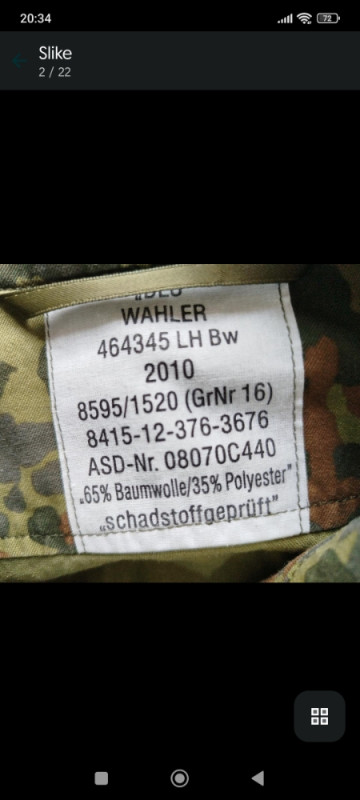 Vojna oprema odjeća uniforma jakne kaiš kombinezoni kapa airsoft