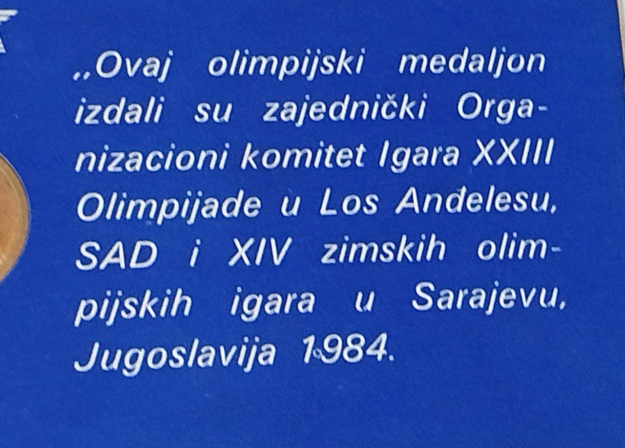 Olimpijski medaljon Sarajevo Los Angeles 1984 kovanica