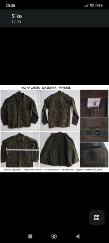 Vojna oprema odjeća uniforma jakne kaiš kombinezoni kapa airsoft
