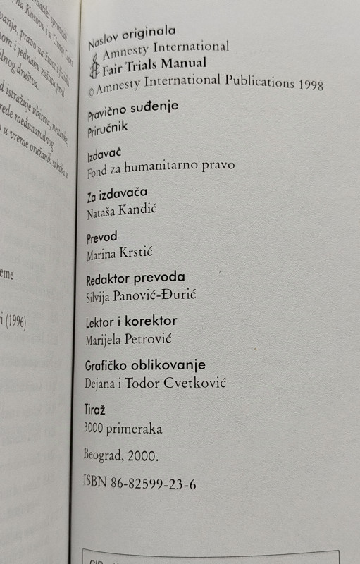 Pravično suđenje Priručnik Fond za humanitarno pravo