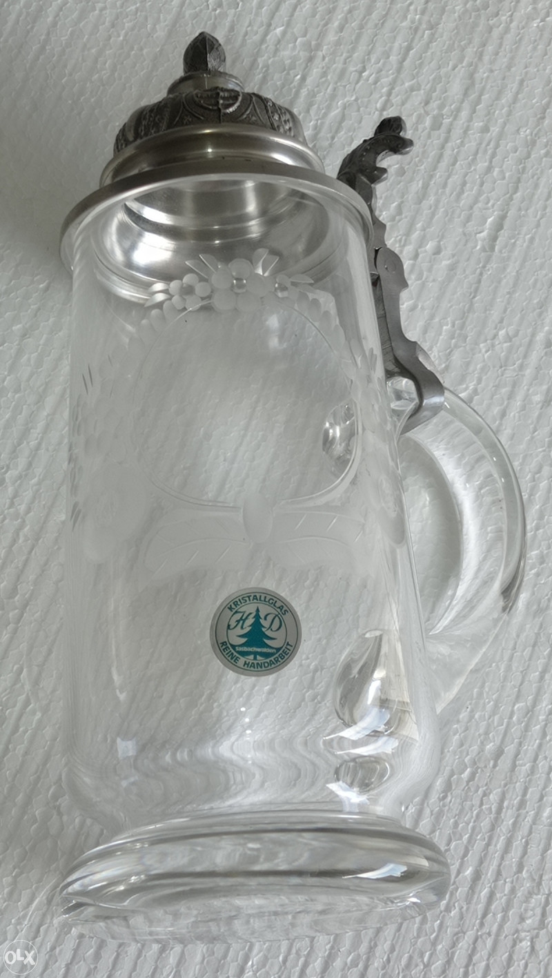 KRISTALNA KRIGLA staklo vintage ručni rad pivo šolja