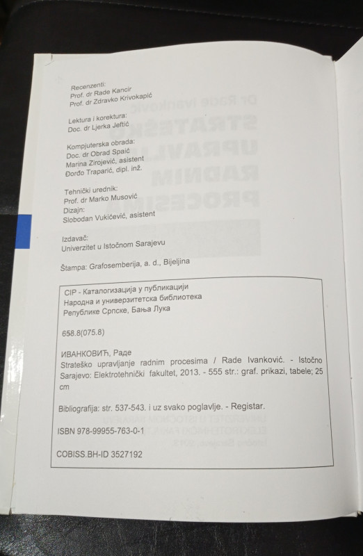 STRATEŠKO UPRAVLJANJE RADNIM PROCESIMA Ivanković