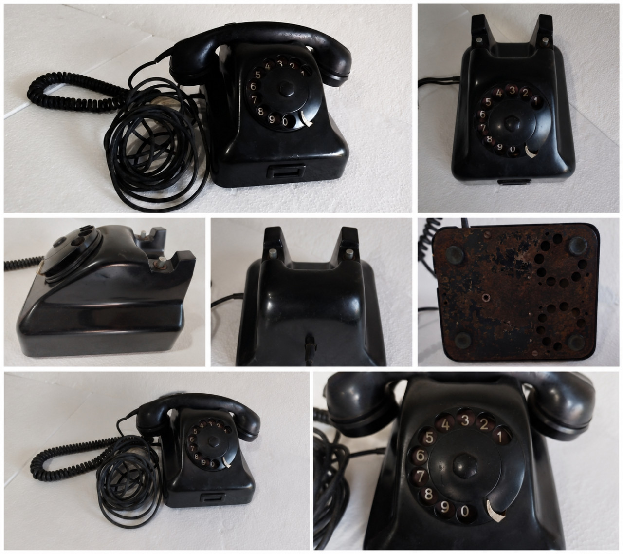 Stari bakelitni fiksni telefon sa brojčanikom retro vintage dekor