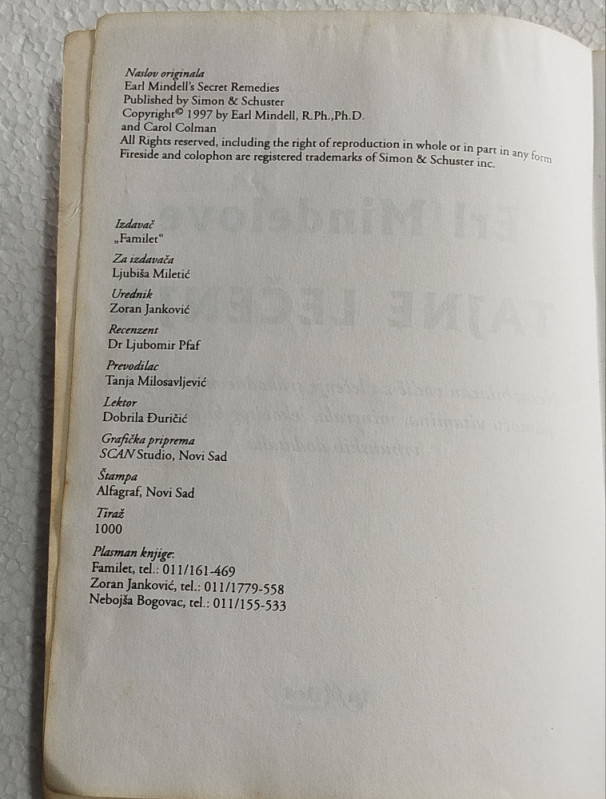 Erl Mindelove Tajne lečenja liječenja Earl Mindell zdravlje