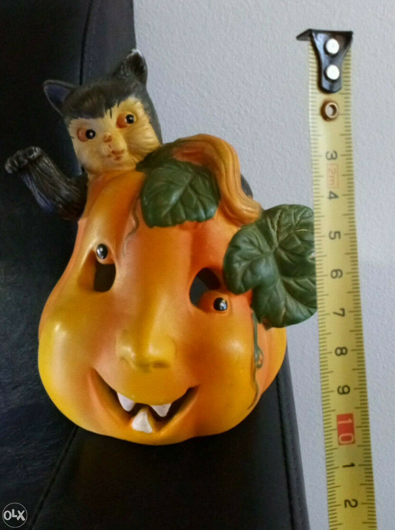 Bundeva tikva mačka Halloween keramička dekoracija