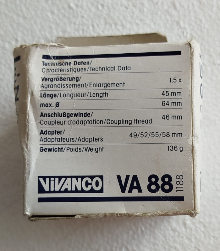 Vivanco VA 88 Video Tele Objektiv Konverter 55 58 mm