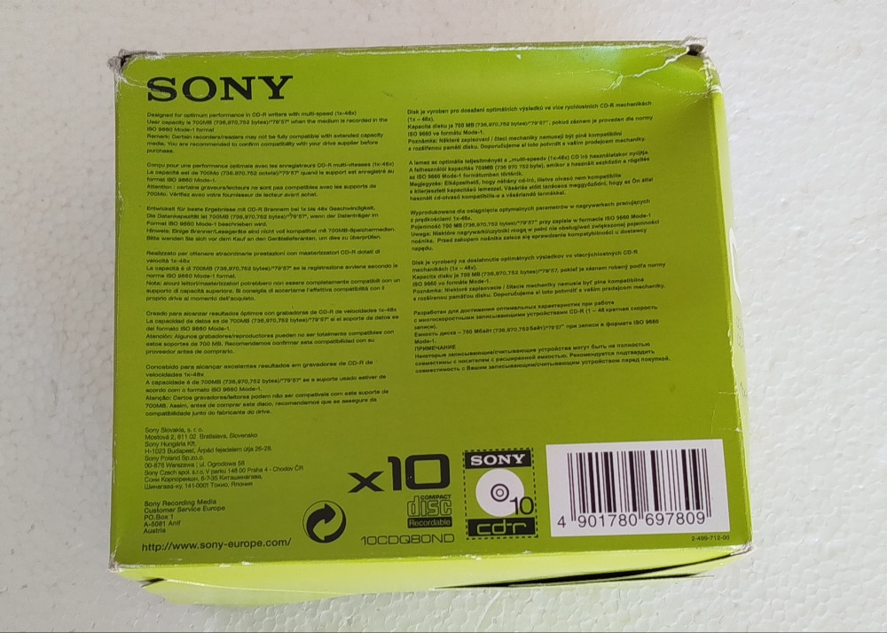 Sony CD-R 700MB 9 diskova 80 minuta neotpakovani
