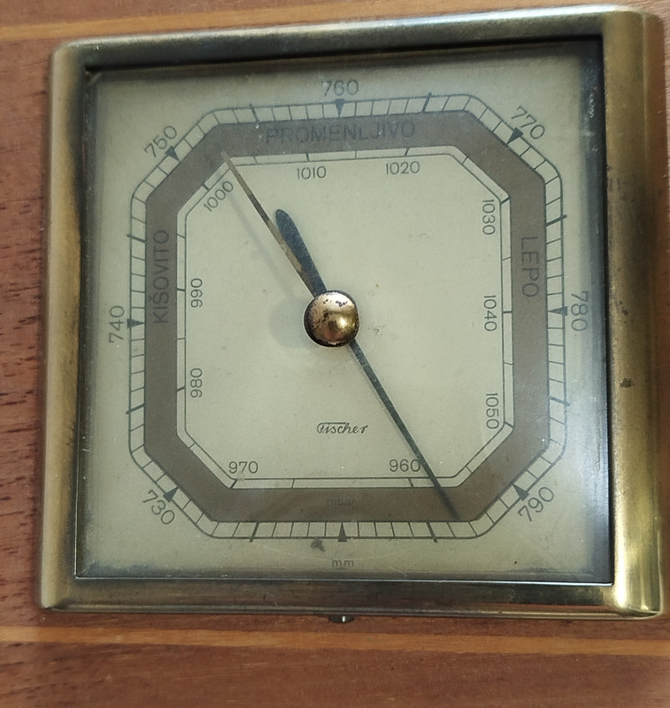 FISCHER barometar i termometar stari vintage