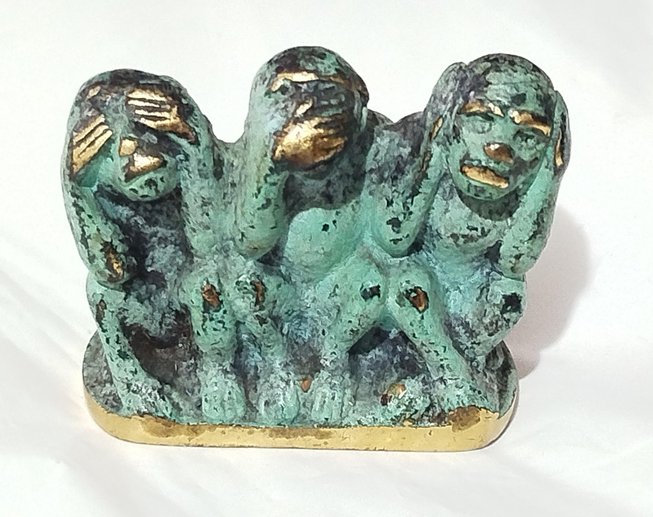 Tri majmuna Figura Mesing Bronza patina stari vintage