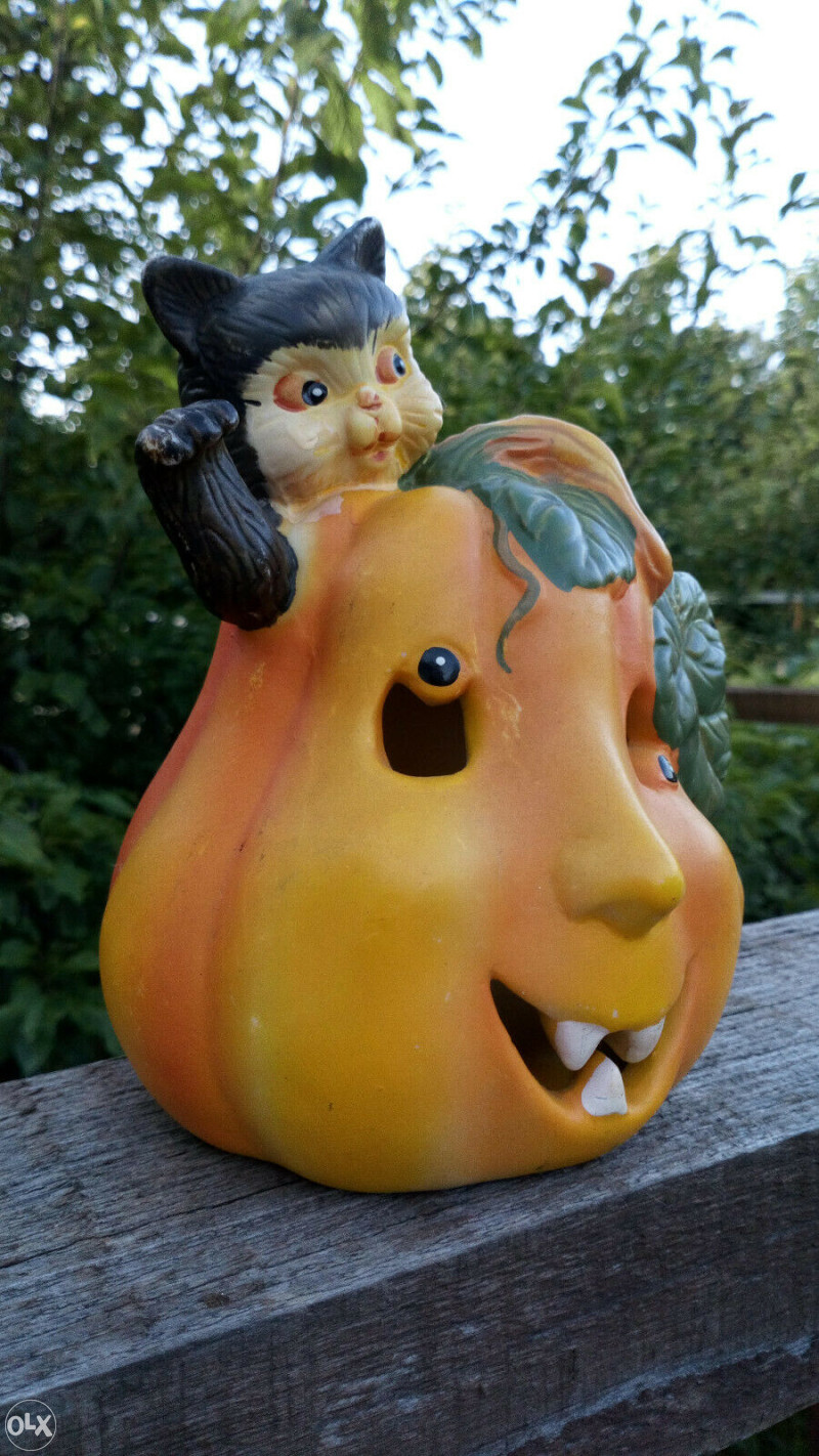 Bundeva tikva mačka Halloween keramička dekoracija