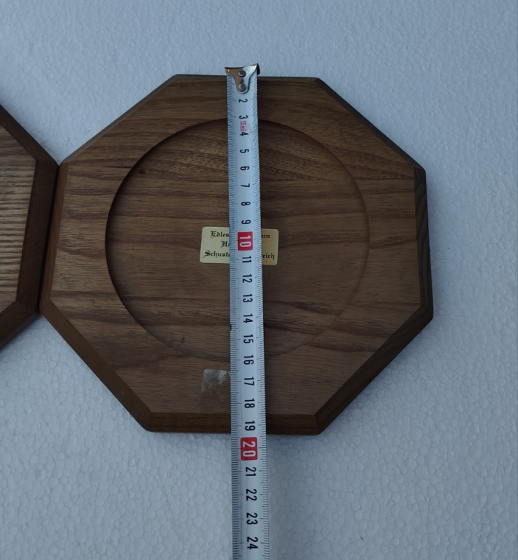 Zidne plate od kalaja kositra i drveta lovački motivi par vintage