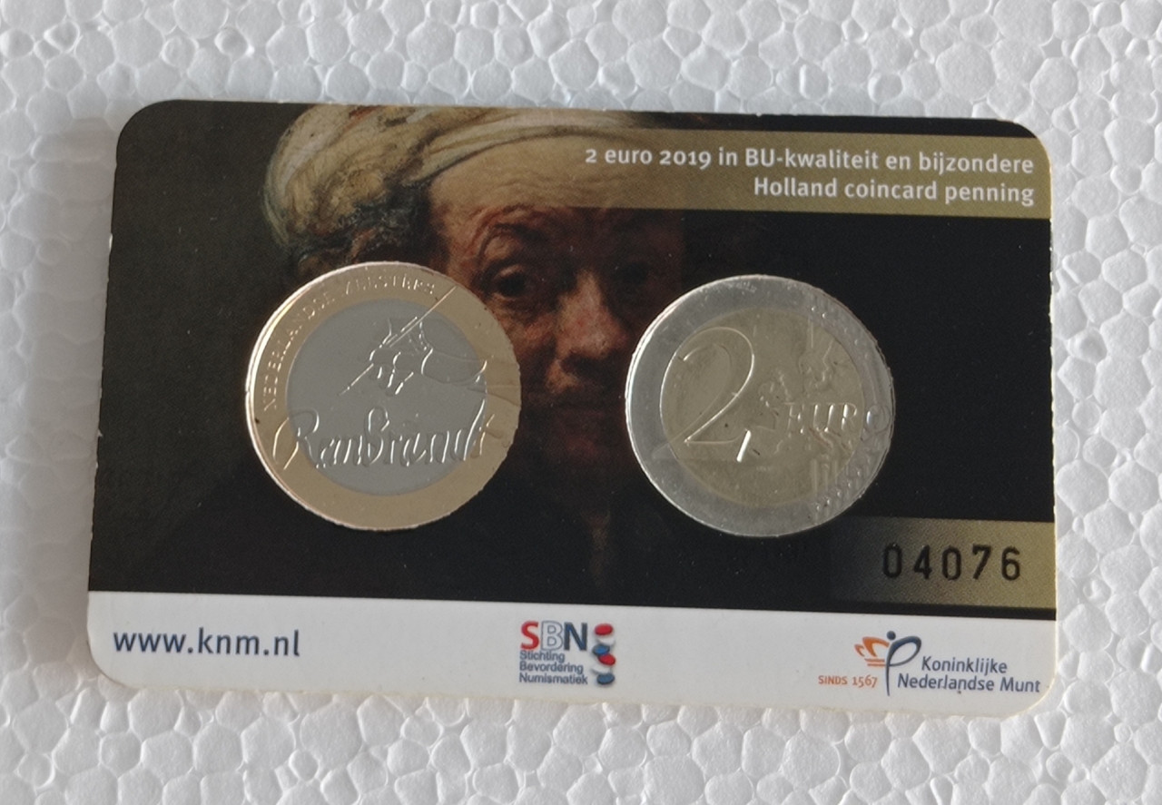 Dva 2 Euro kovanice Rembrandt Holandija Nizozemska 2019