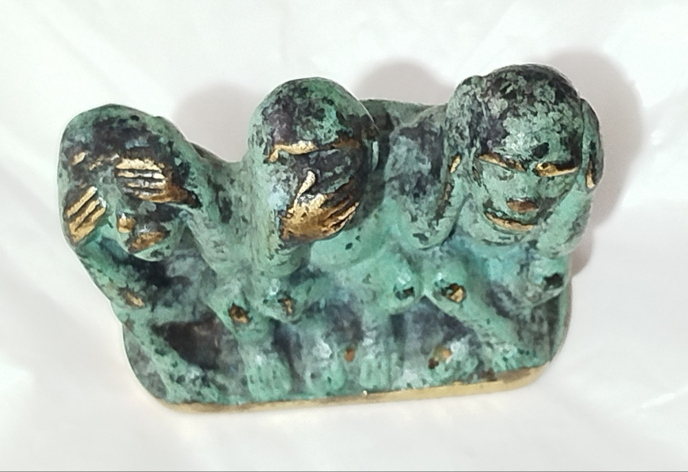 Tri majmuna Figura Mesing Bronza patina stari vintage