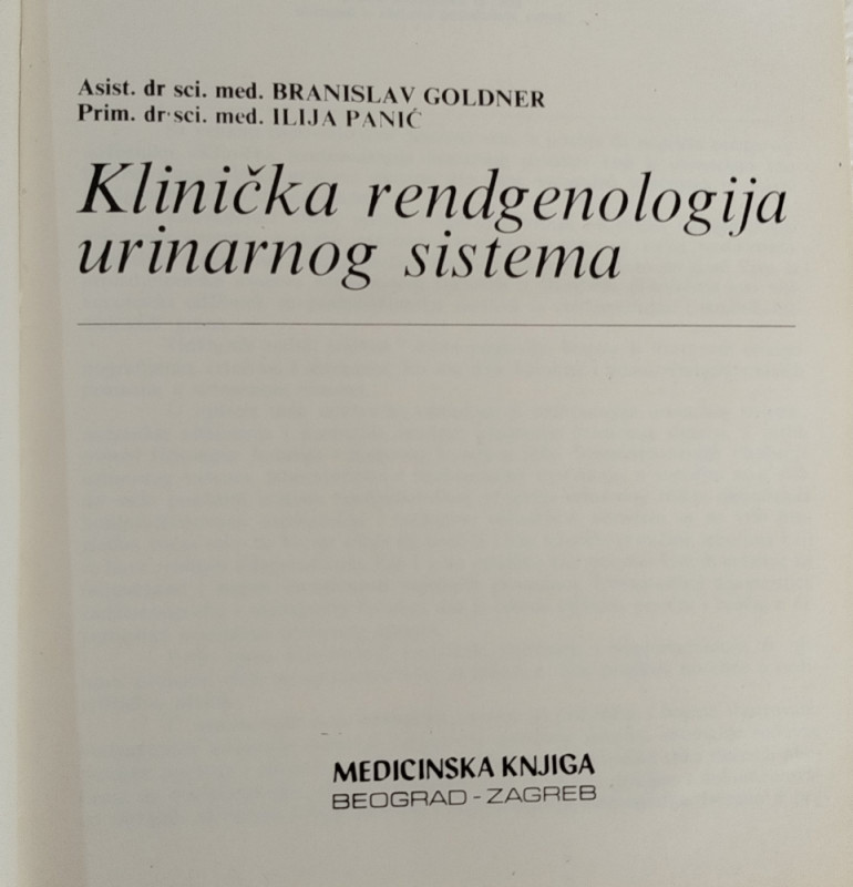 Klinička Rendgenologija Urinarnog Sistema Goldner Panić medicina