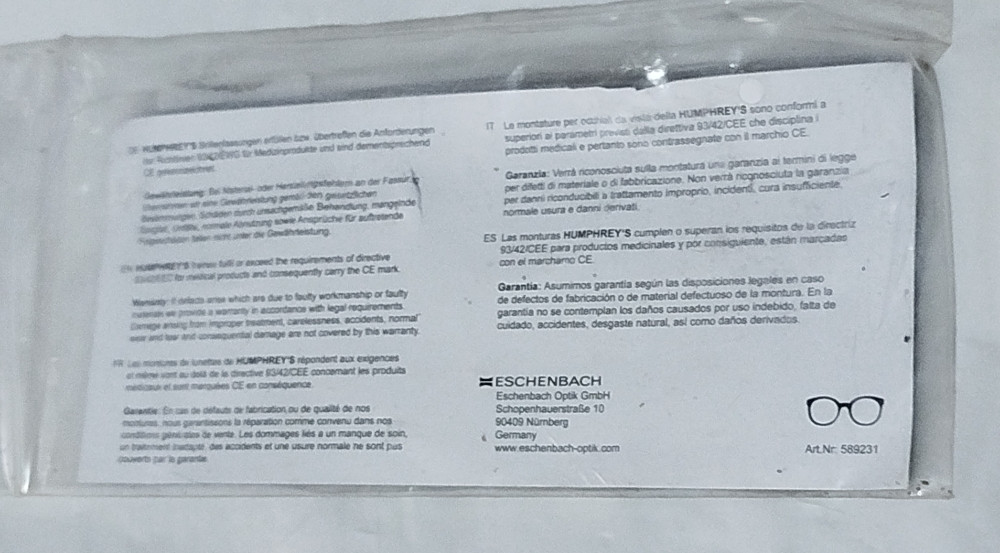 Humphreys okvir za dioptrijske naočale original novo