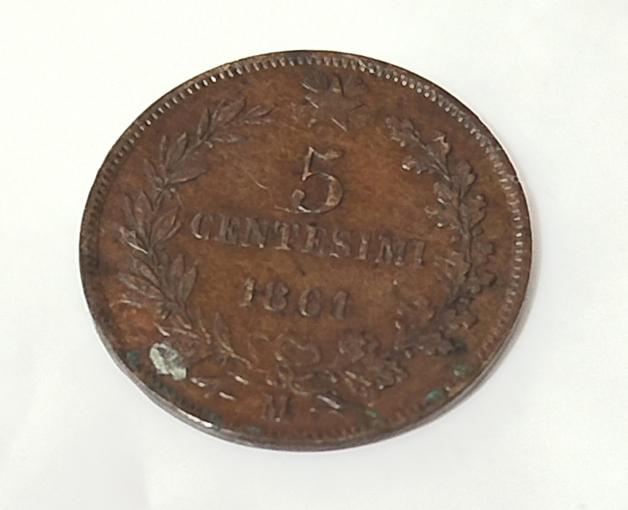Italijanski bakreni novčić kovanica 5 Centesimi 1861 starina