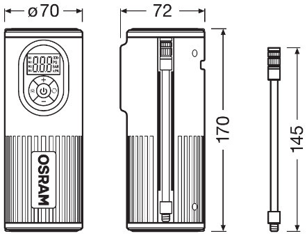 OSRAM KOMPRESOR 3,7V 8,3BAR PUNJIVA PUMPA DIGITALNA