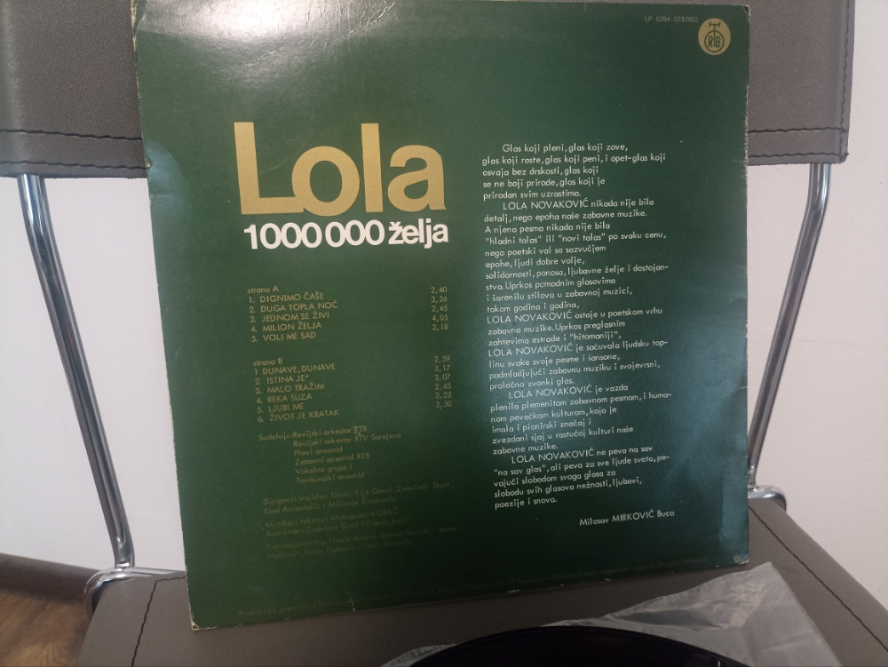 Lola Novakovic - 1000000 želja LP GRAMOFONSKA PLOČA