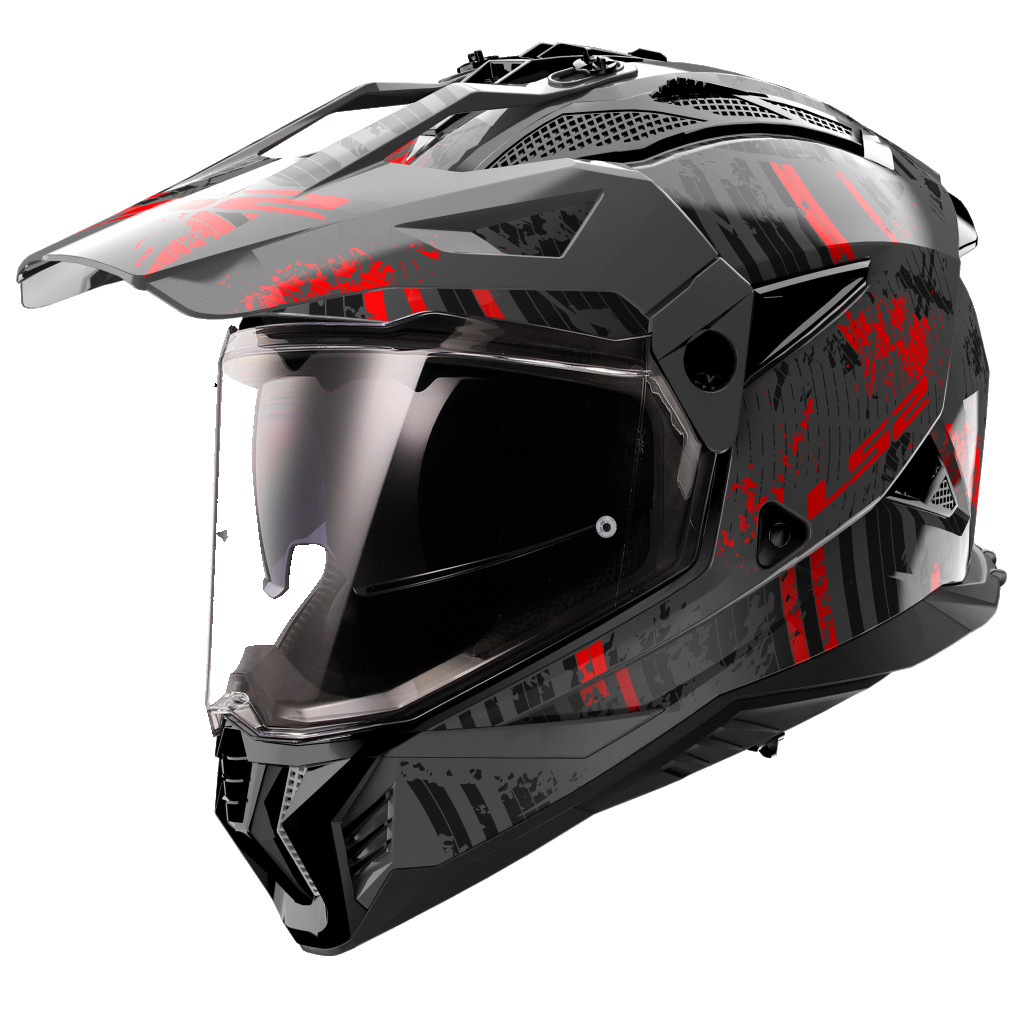 KACIGA LS2 MX702 PIONEER II CRAZY MATT BLACK RED-0 ATV UTV QUAD