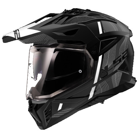 KACIGA LS2 MX702 PIONEER II HILL MATT BLACK WHITE -06 ATV UTV