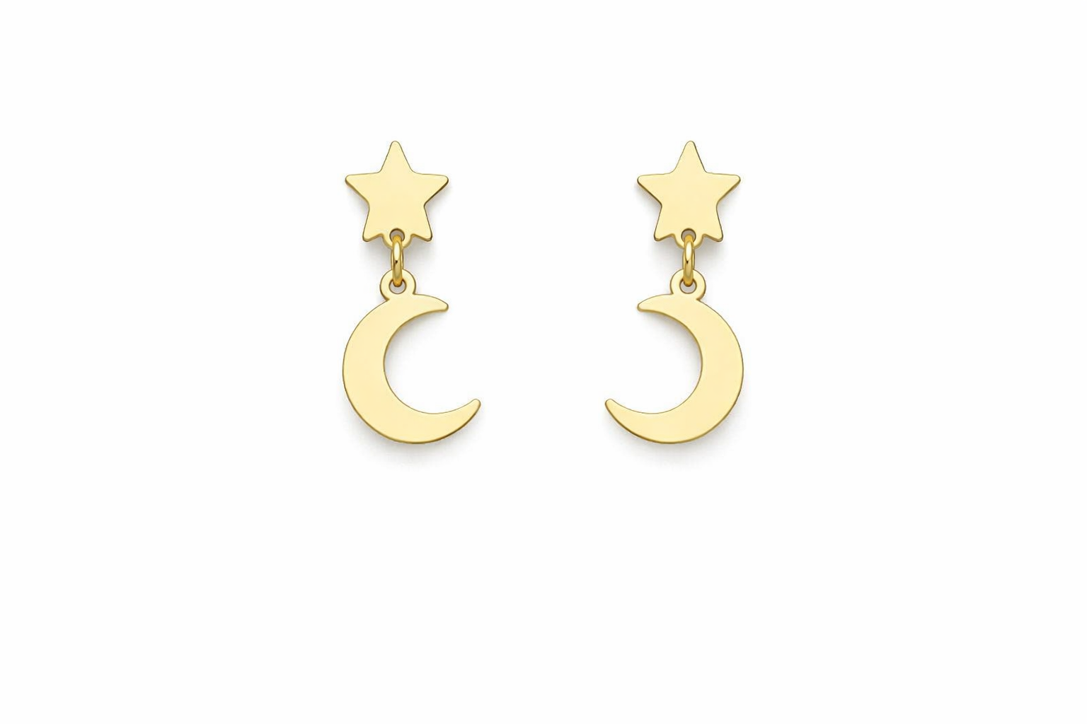 Srebrne pozlaćene naušnice „Moon & Star“