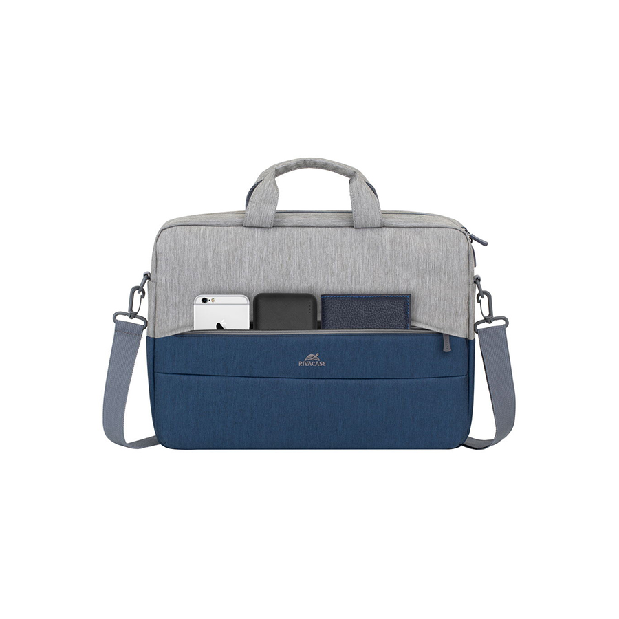 RIVACASE TORBA ZA LAPTOP GREY/DARK BLUE ANTITHEFT 15.6