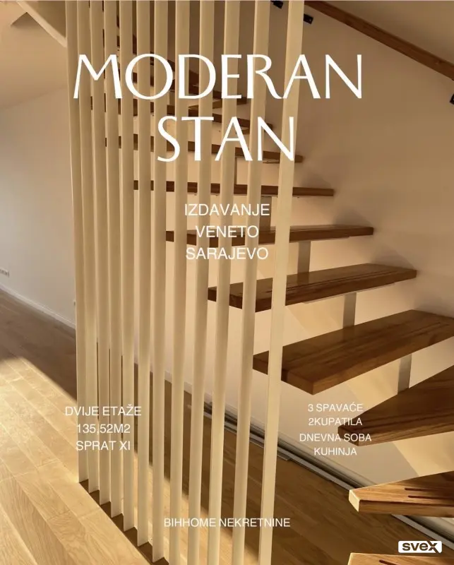 Dvoetazni stan Sarajevo, 135m2, Novi Grad, Veneto, 2 garaze