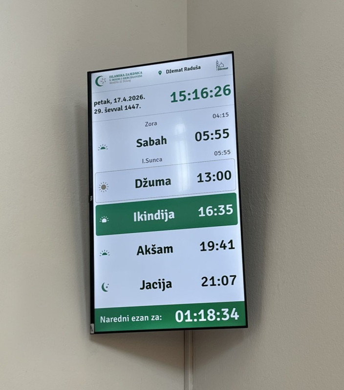 VAKTIJA TV DIGITALNA VREMENA NAMAZA 32" 43" 55" 65" 75"