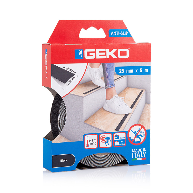 GEKO TRAKA PROTUKLIZNA 25MMX5M CRNA
