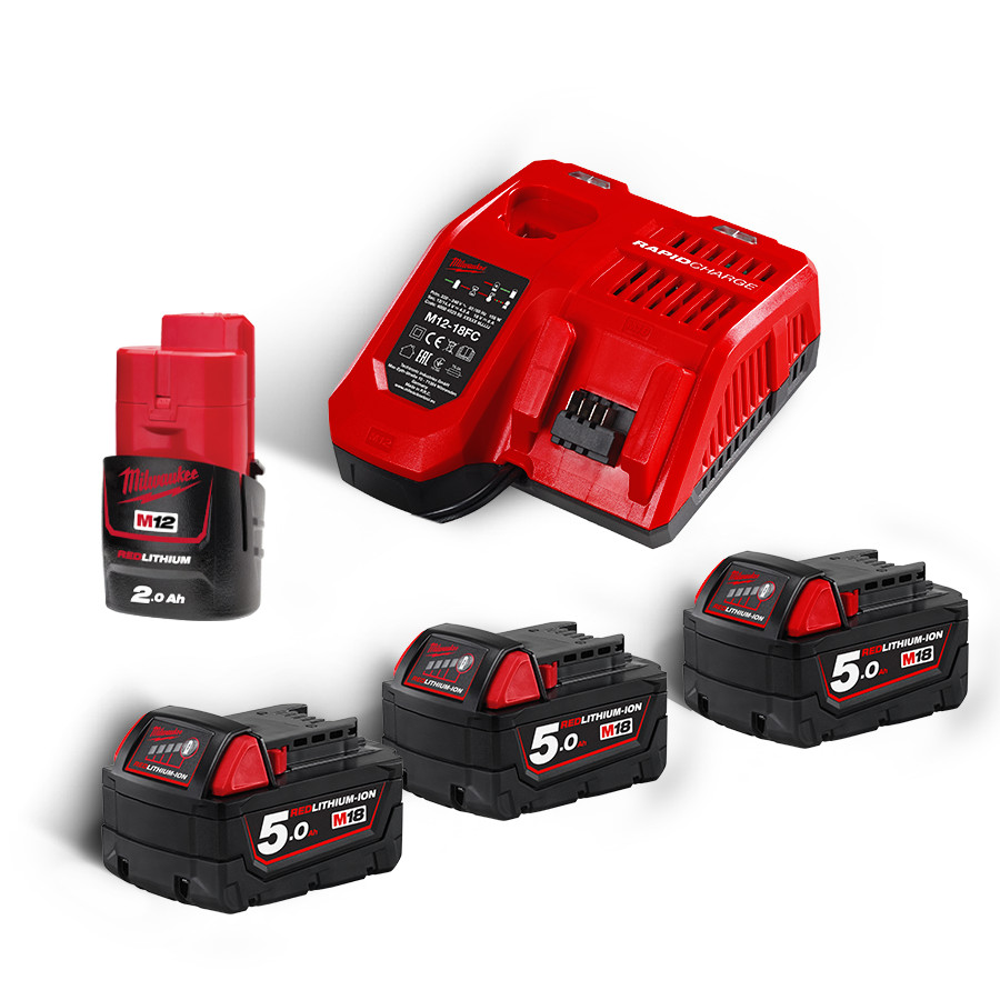 Set M18 NRG-503 punjač M12-18FC + 3x M18 B5 i 1x M12 B2 baterije