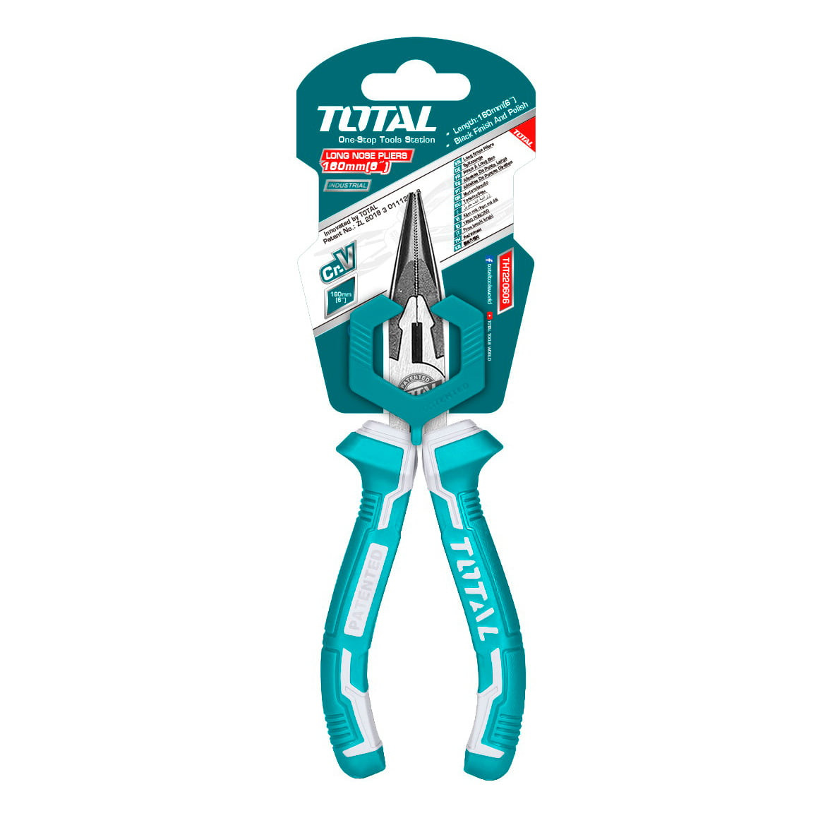 TOTAL produžena ravna kliješta 160 mm / INDUSTRIAL (THT220606)